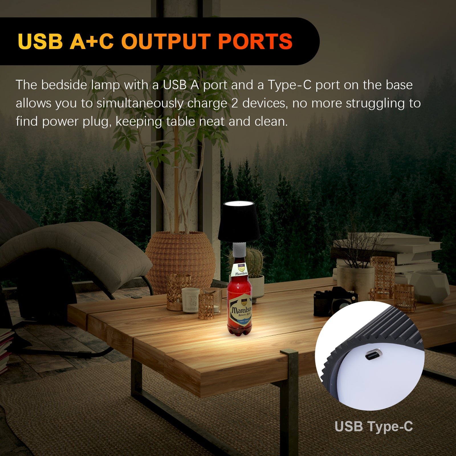 ML-G02 2000mAh Battery 3 Modes LED Night Lamp Pleated Wine Bottle Light