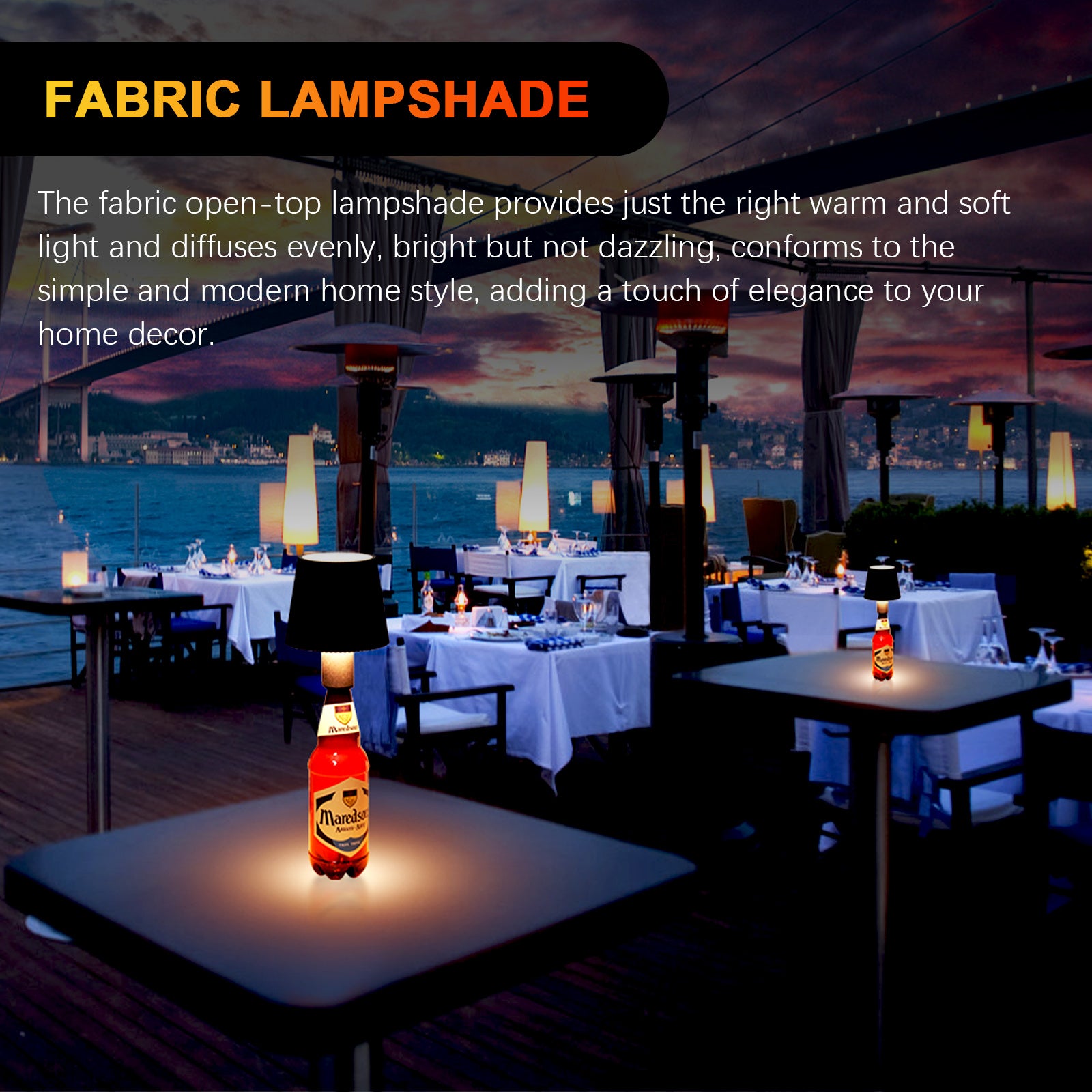 ML-G02 2000mAh Battery 3 Modes LED Night Lamp Pleated Wine Bottle Light