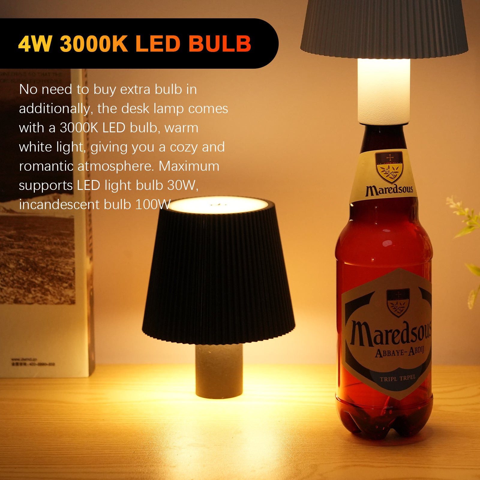 ML-G02 4000mAh Battery Pleated Wine Bottle Light Changing Color LED Night Lamp