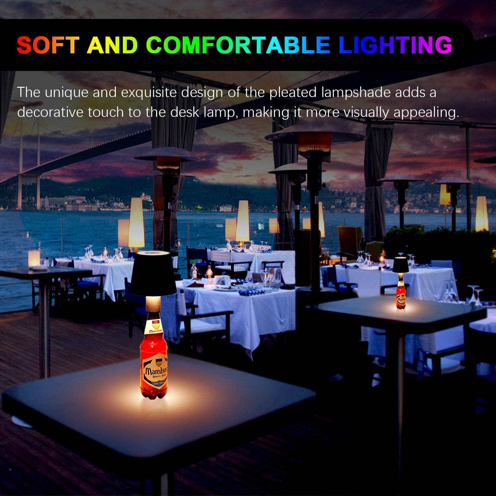 ML-G02 RGB LED Night Lamp Pleated Wine Bottle Light Built-In 2000mAh Battery