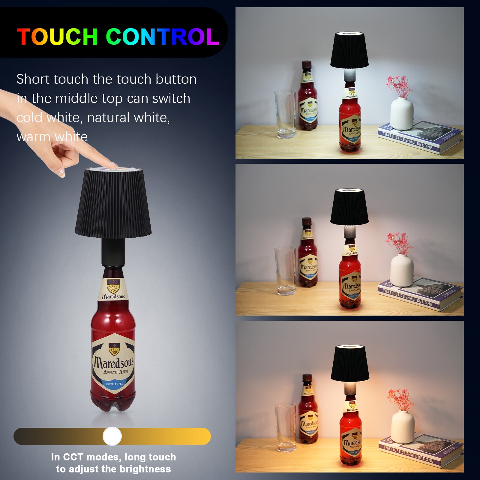 ML-G02 RGB LED Night Lamp Pleated Wine Bottle Light Built-In 2000mAh Battery