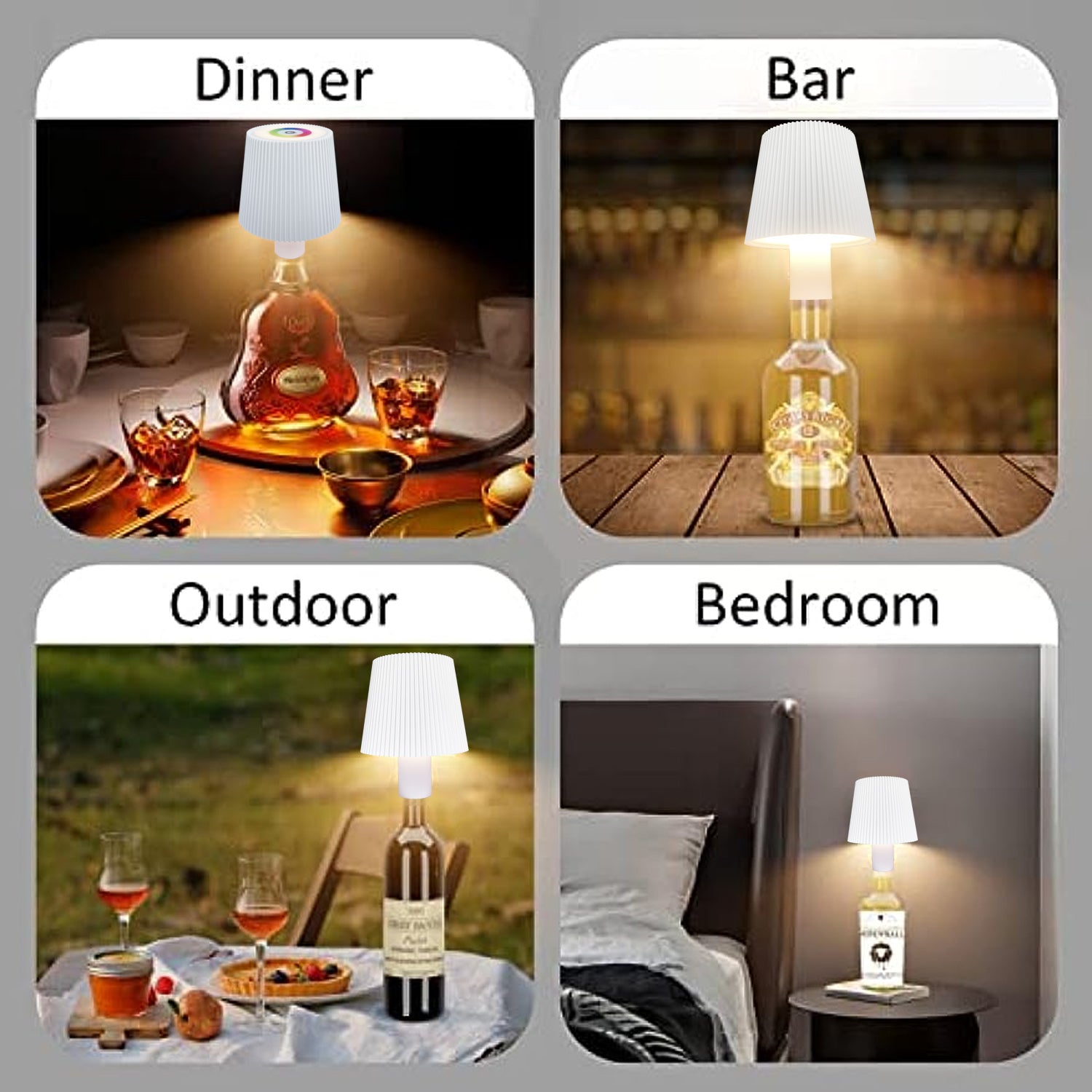 ML-G02 RGB LED Night Lamp Pleated Wine Bottle Light Built-In 2000mAh Battery