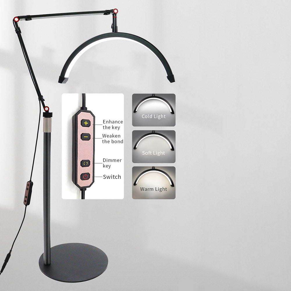 M2X 16-inch Half-moon Shape Nail Skin Beauty Lamp Curved Fill Light with Floor Stand