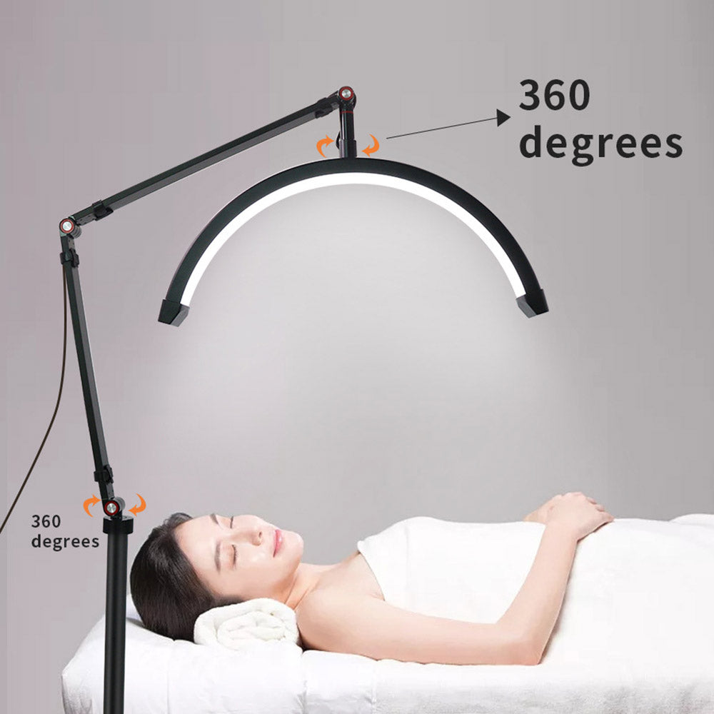 M2X 16-inch Half-moon Shape Nail Skin Beauty Lamp Curved Fill Light with Floor Stand