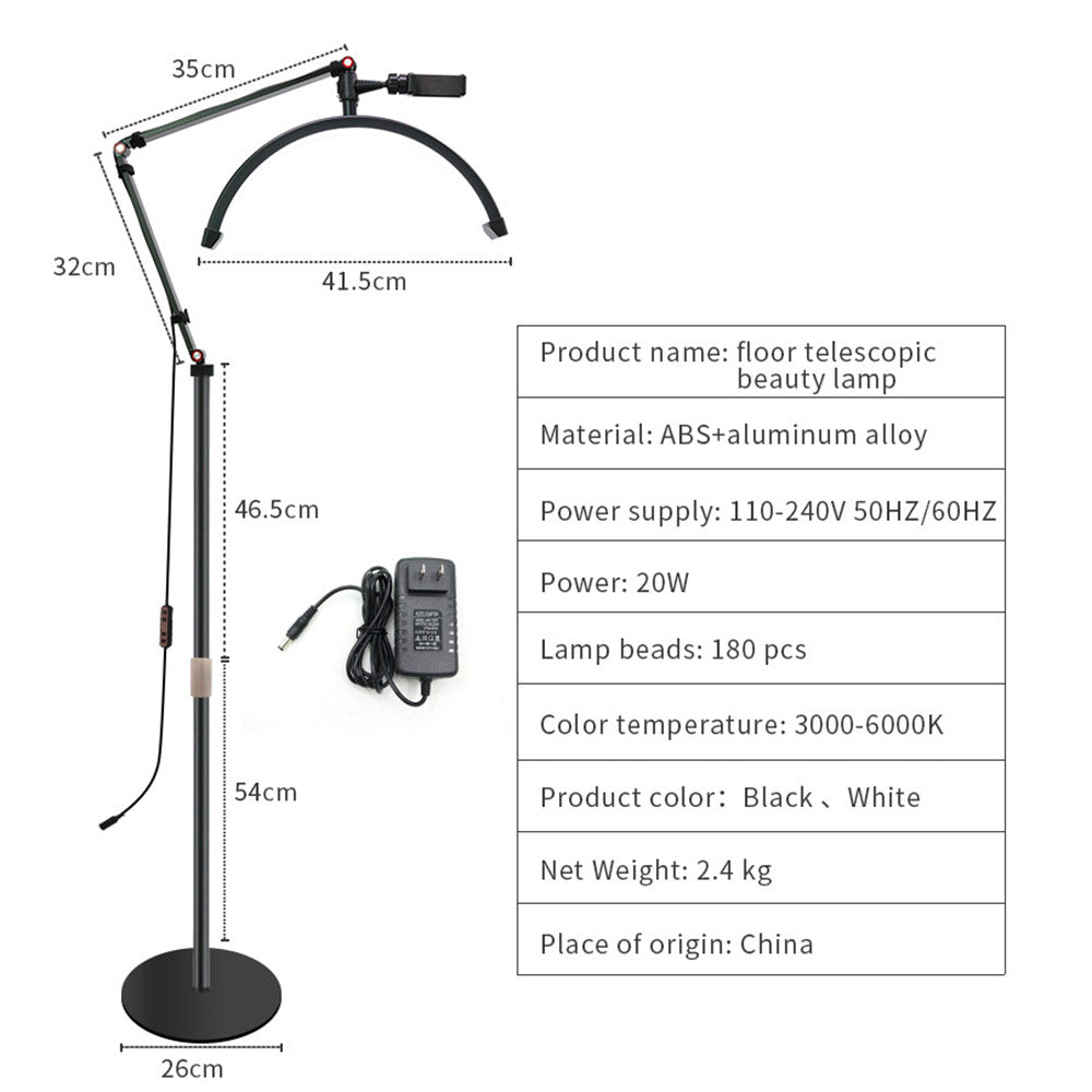 M2X 16-inch Half-moon Shape Nail Skin Beauty Lamp Curved Fill Light with Floor Stand