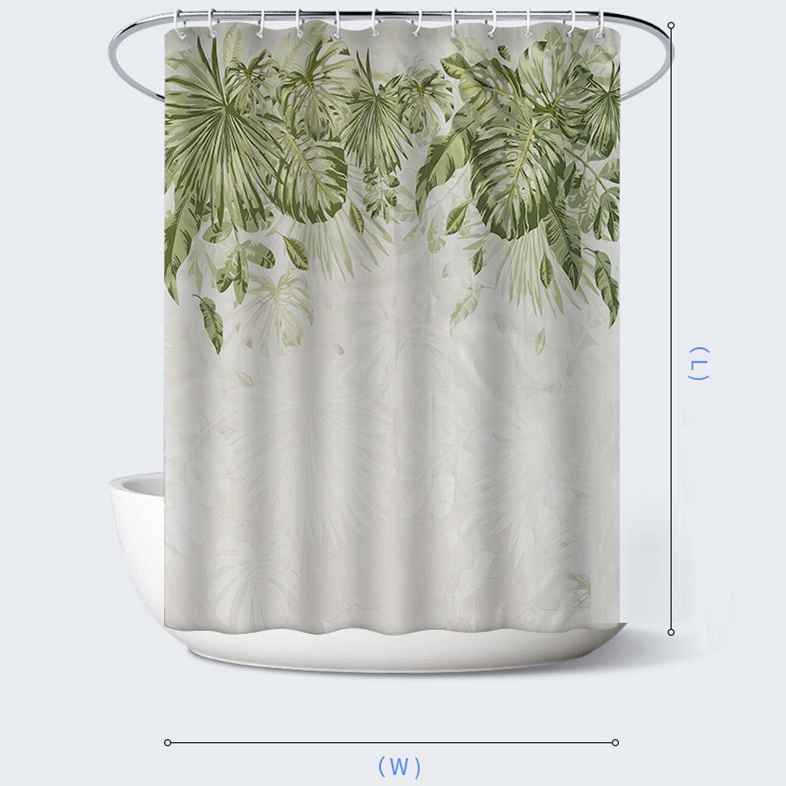 150x180cm Thicken Shower Curtain Plant Pattern Bathroom Polyester Shower Curtain