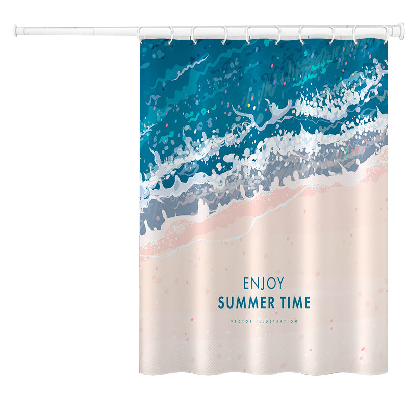 150x180cm Bathroom Shower Curtain Holiday Beach Series Mildew Resistant Shower Liner