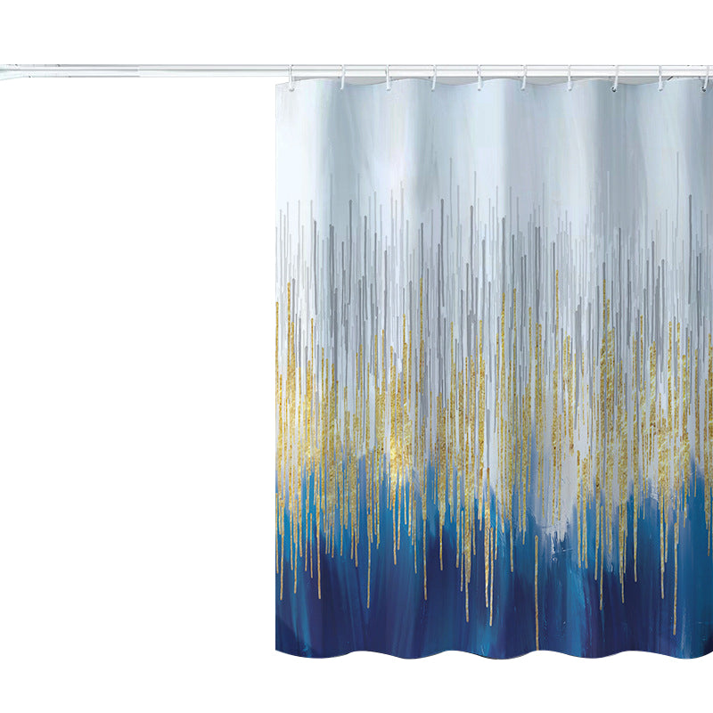 150x180cm Shower Curtain Marble Print Pattern Washable Bath Curtain with 12 Hooks