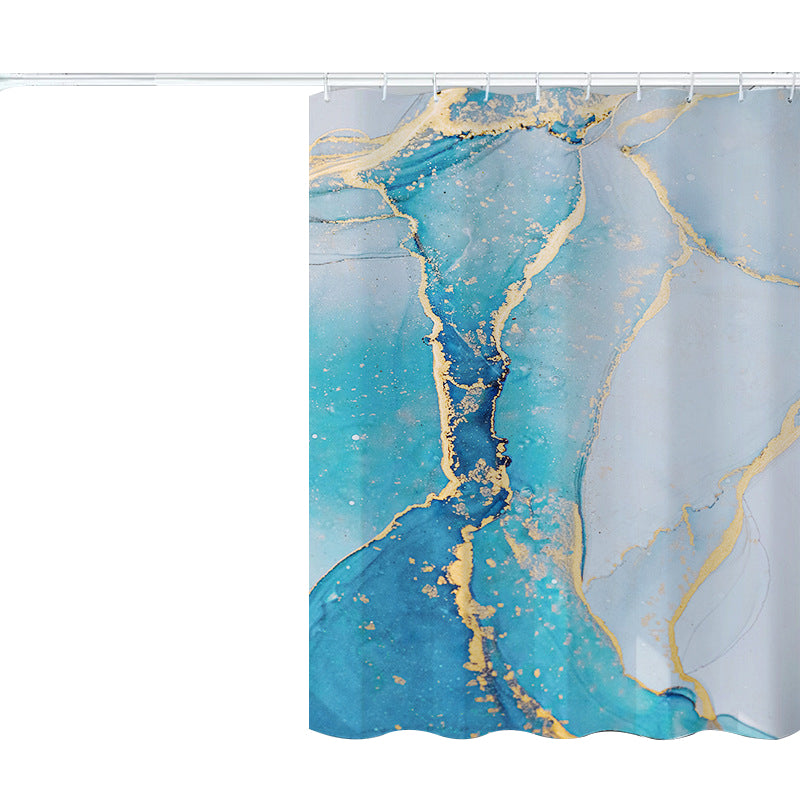 180x200cm Shower Curtain Set with Hooks 3D Marble Fabric Shower Liner Bottom Magnets