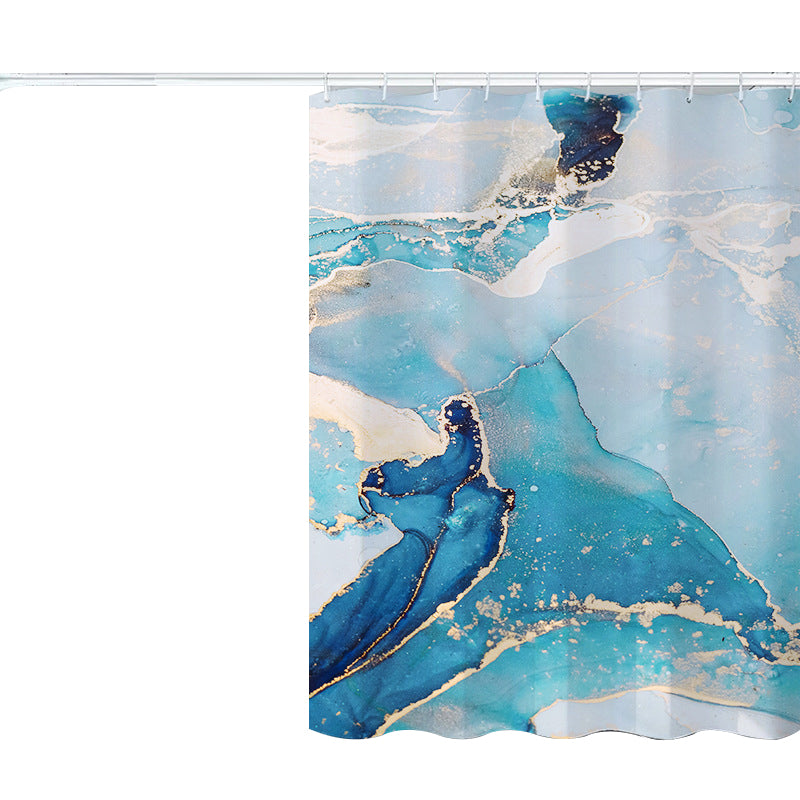 180x200cm Shower Curtain Set with Hooks 3D Marble Fabric Shower Liner Bottom Magnets