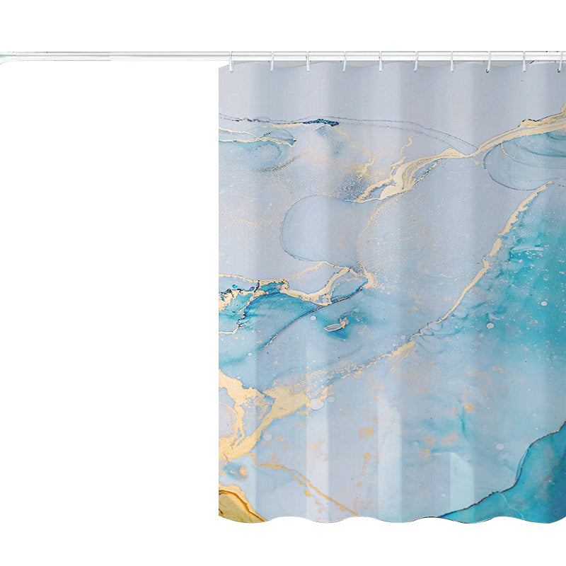 180x200cm Shower Curtain Set with Hooks 3D Marble Fabric Shower Liner Bottom Magnets