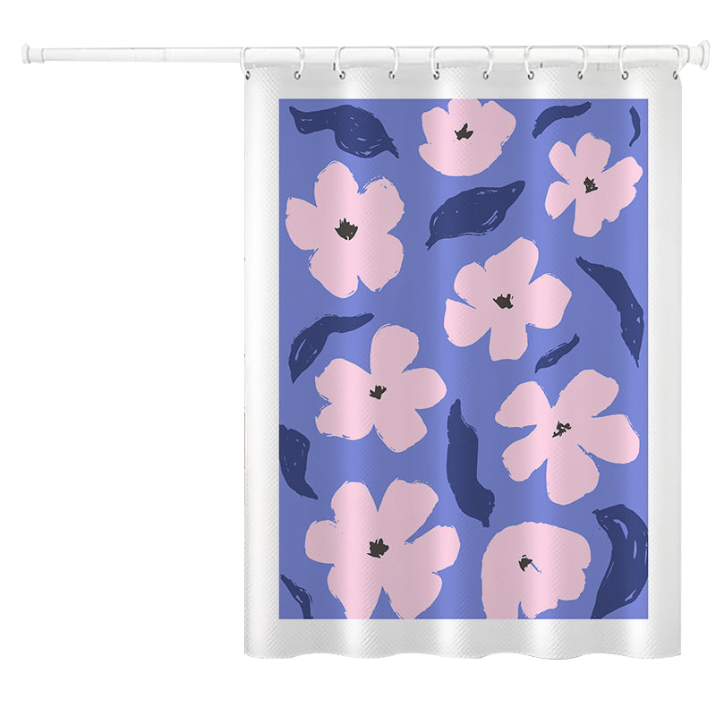 120x180cm Shower Curtain Plant Pattern Mildew-proof Polyester Fabric Curtain