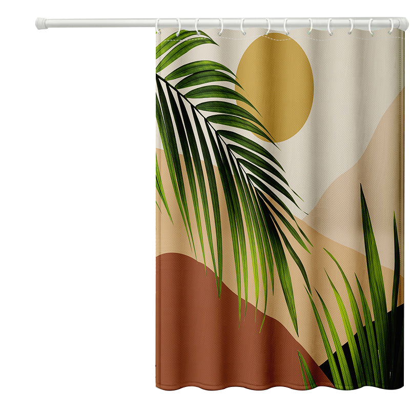 120x180cm Rainforest Pattern Shower Curtain Mildew-proof Bath Curtain Washable with 12 Hooks