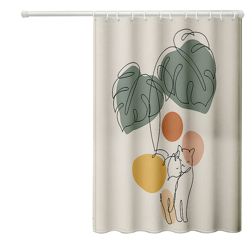 120x180cm Rainforest Pattern Shower Curtain Mildew-proof Bath Curtain Washable with 12 Hooks