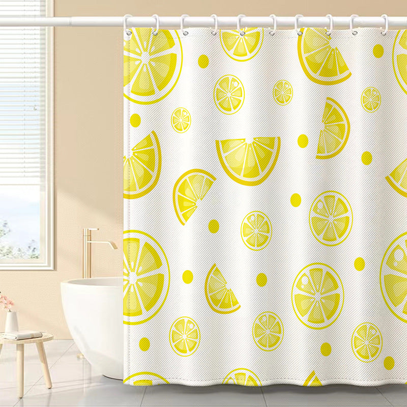 120x180cm Shower Curtain with Hooks 3D Fruit Pattern Polyester Fabric Mildew Resistant Curtain