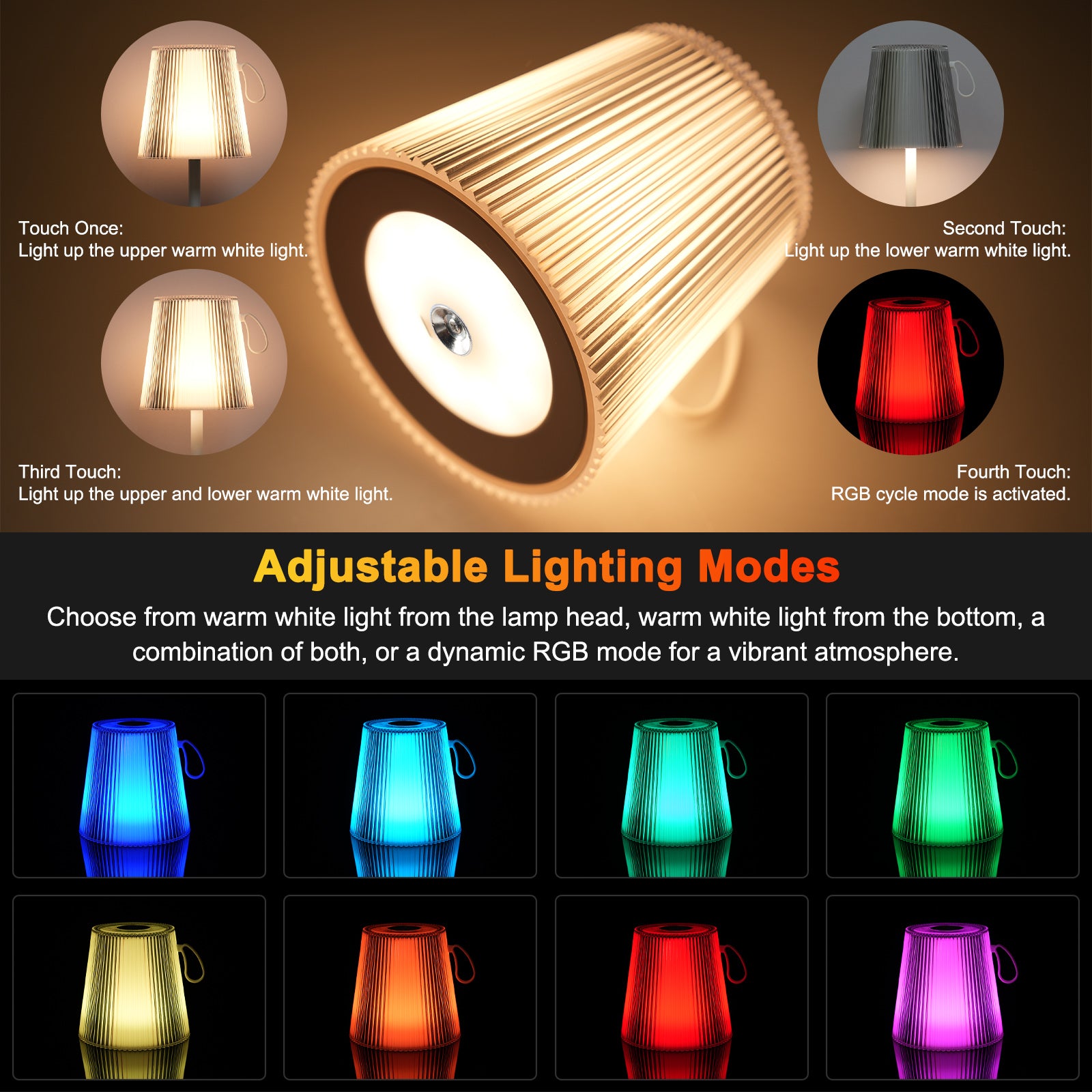 ML-G08 Wireless Magnetic Desktop Lamp Cordless USB-C Port Rechargeable Night Light