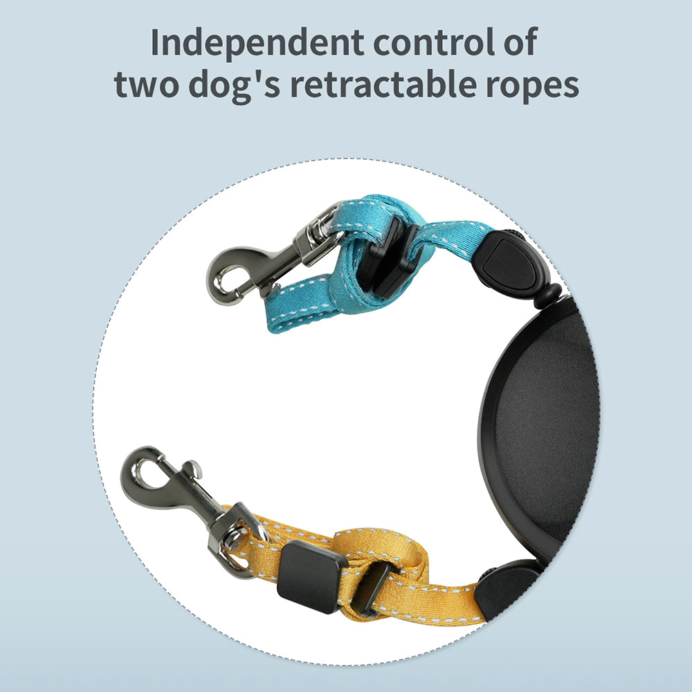 BENWIS HA-DWL-2 Dual Retractable Pet Leash Dog Walking Traction Rope with LED Flashlight