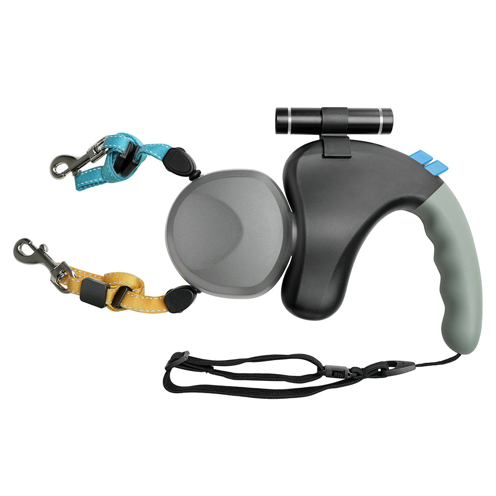 BENWIS HA-DWL-2 Dual Retractable Pet Leash Dog Walking Traction Rope with LED Flashlight