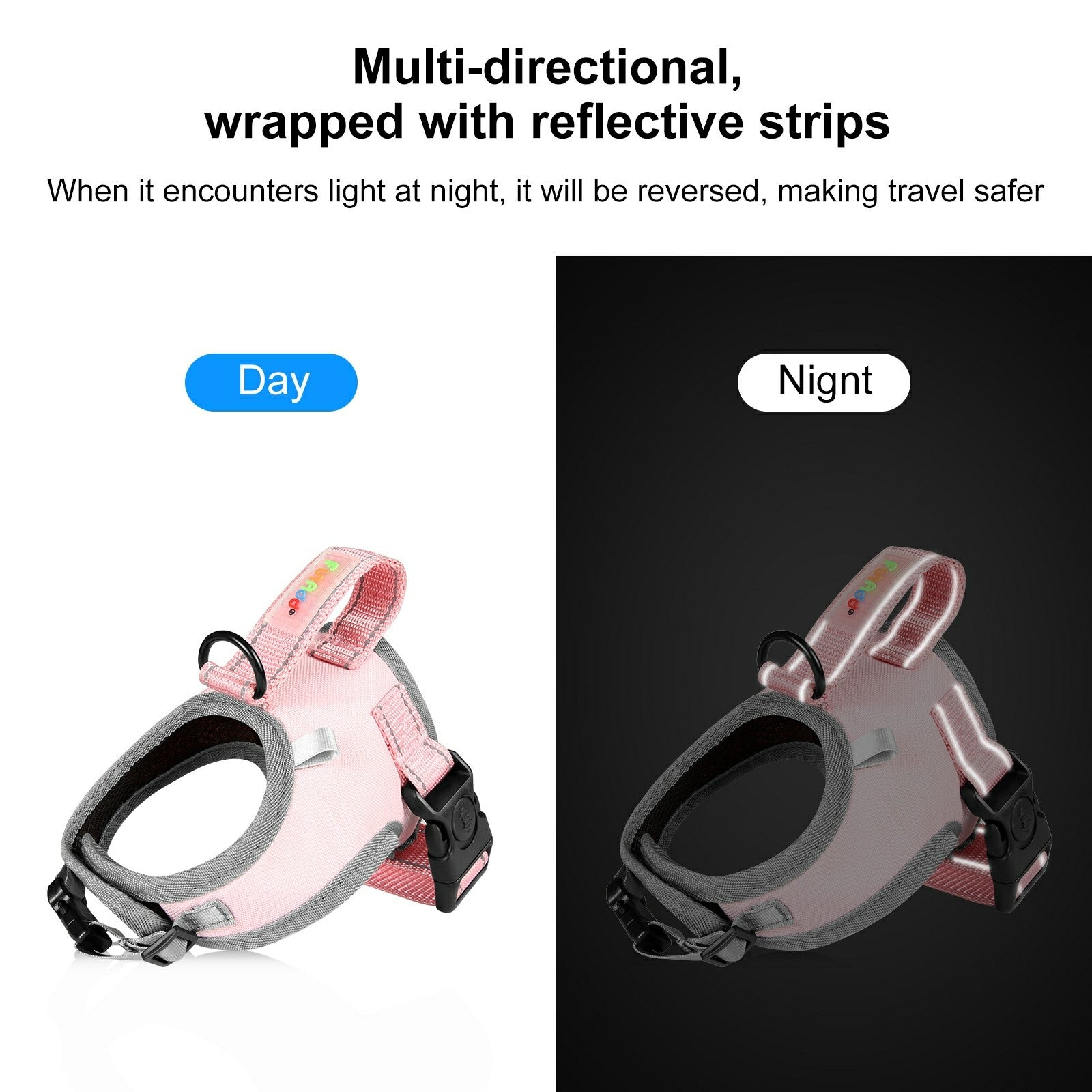FUNADD FA3002 Outdoor Reflective Pet Dog Harness Puppy Vest with Traction Rope
