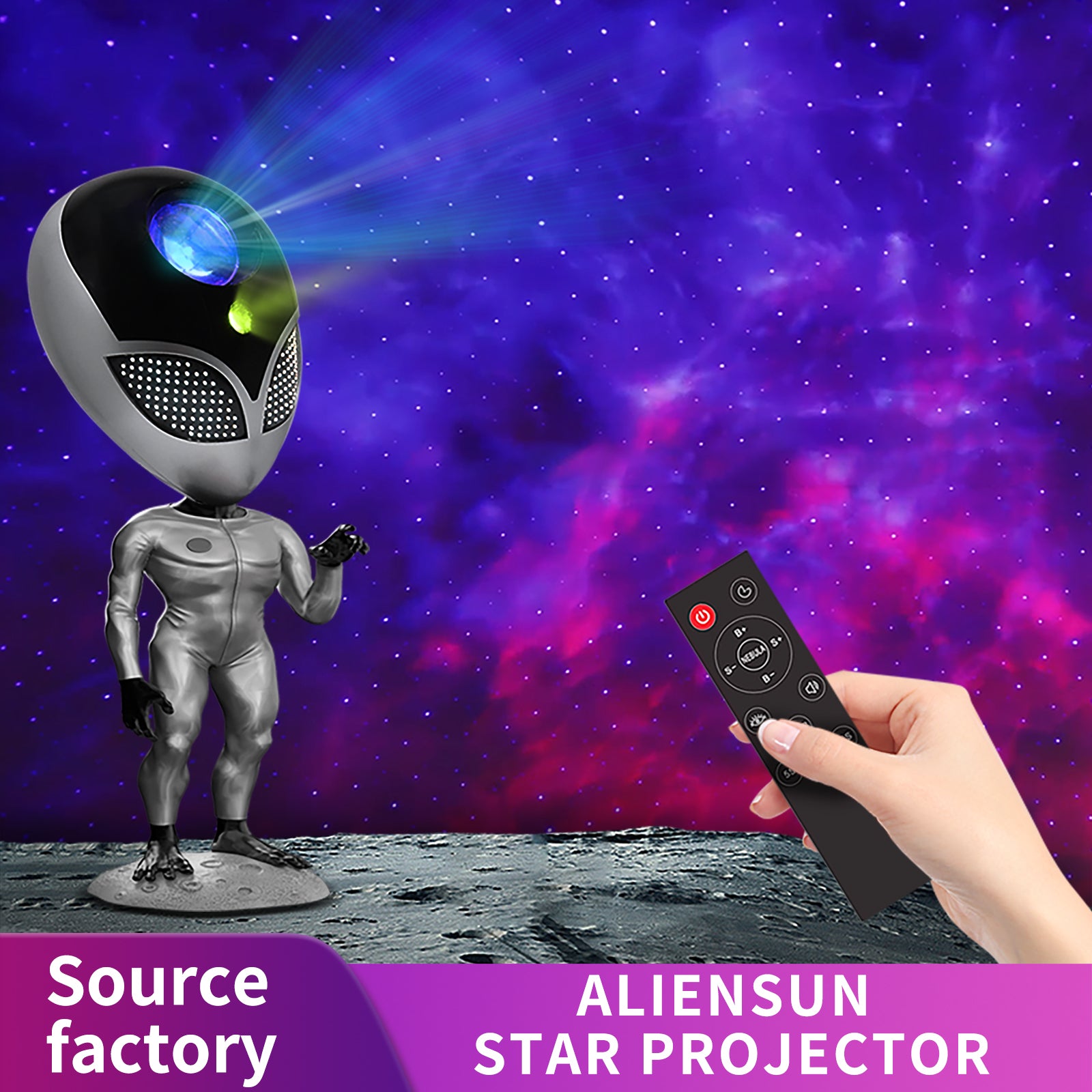 HXK-001 Alien Design Projector Lamp USB Powered Starry Sky Projection Ambience Lamp