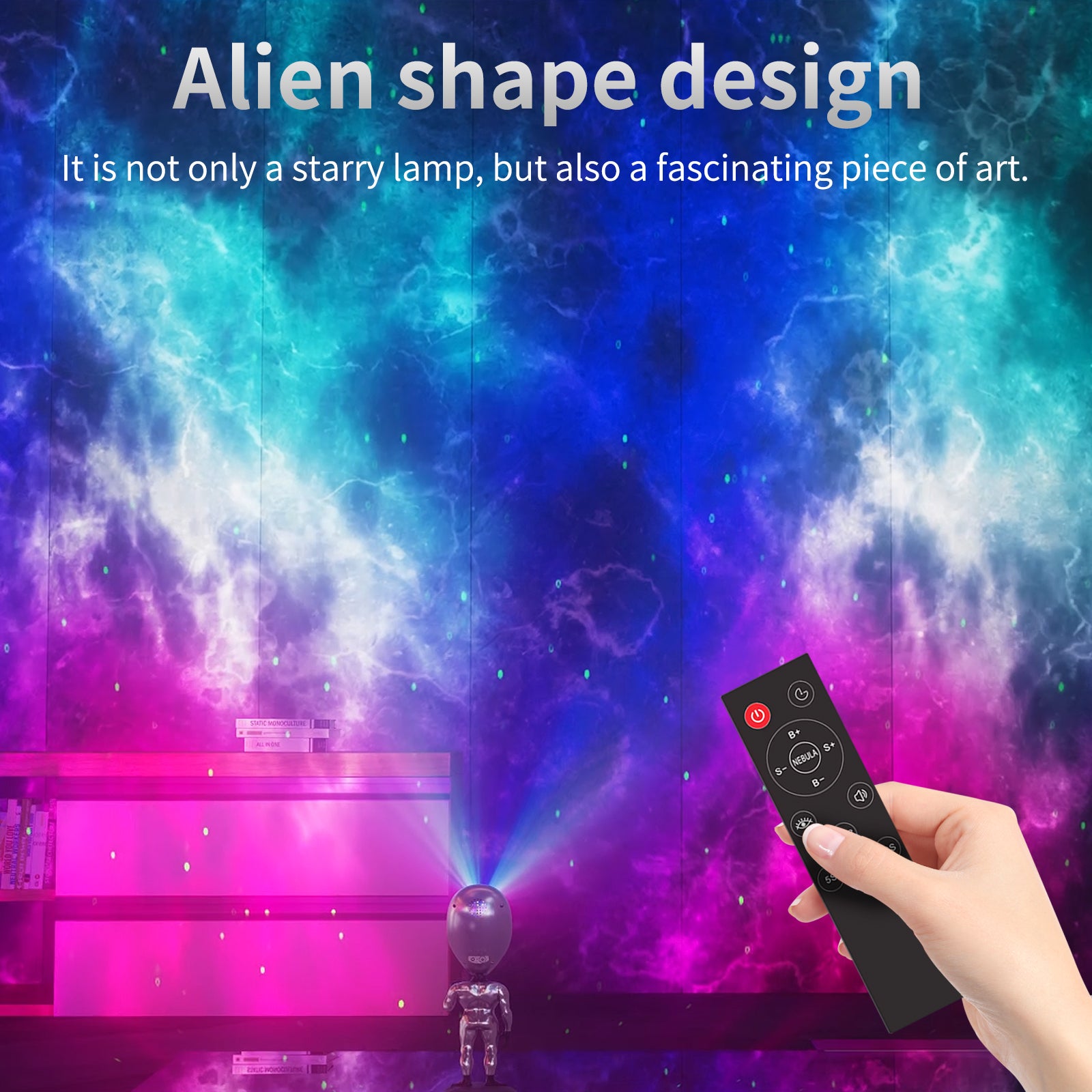 HXK-001 Alien Design Projector Lamp USB Powered Starry Sky Projection Ambience Lamp