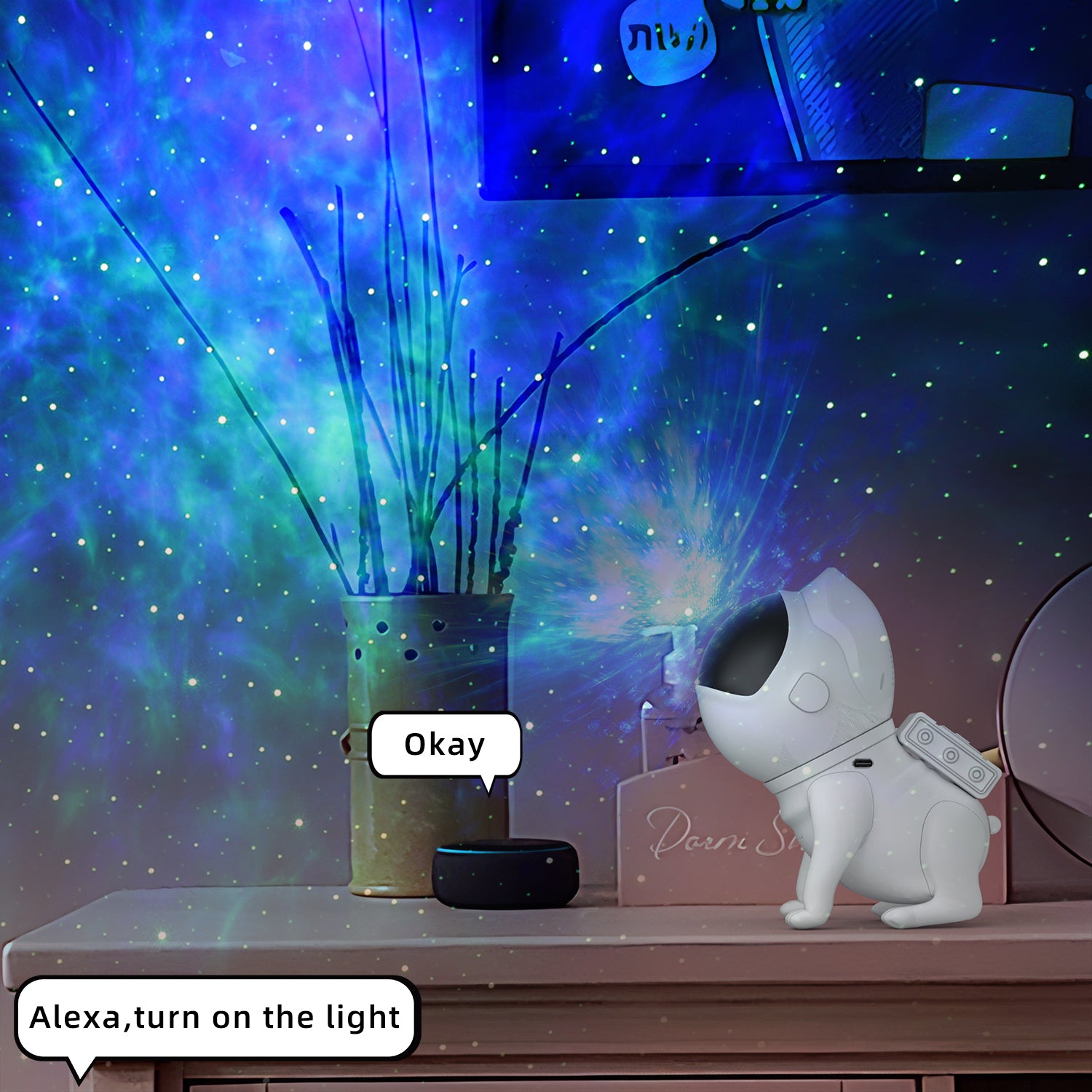 BL-TKG Space Dog Starry Sky Projector Projection Night Light Bluetooth Speaker (USB Powered)