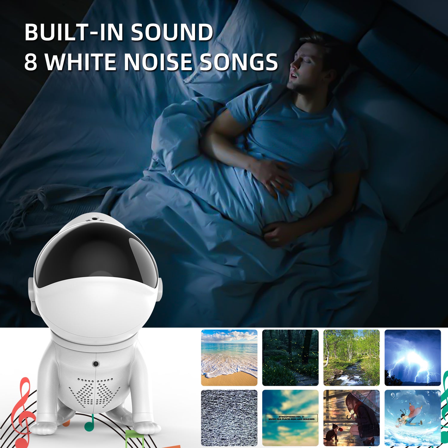 BL-TKG Space Dog Starry Sky Projector Projection Night Light Bluetooth Speaker (USB Powered)