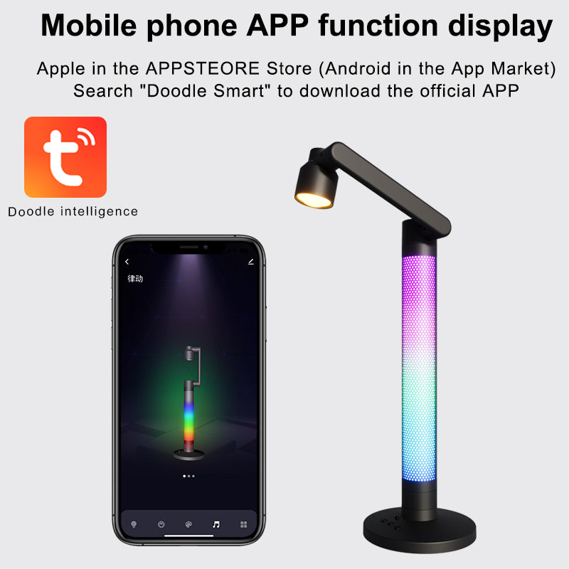 HFW-0022 2-in-1 RGB Rotatable Table Lamp App Control Student Eye-Caring Desk Lamp