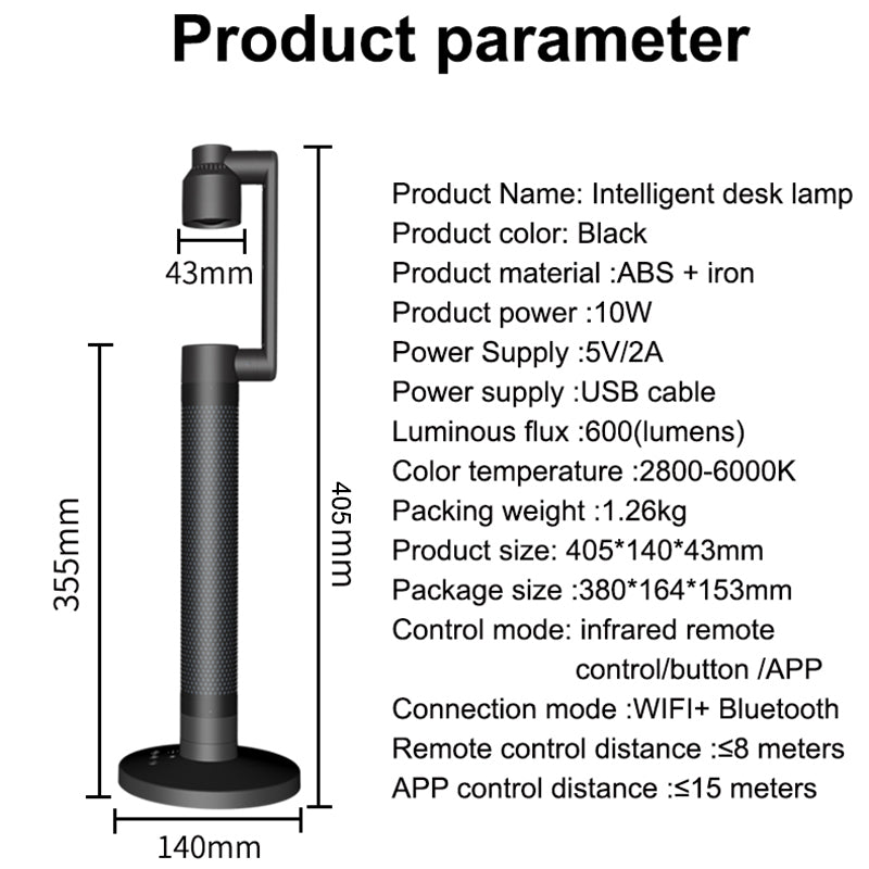 HFW-0022 2-in-1 RGB Rotatable Table Lamp App Control Student Eye-Caring Desk Lamp
