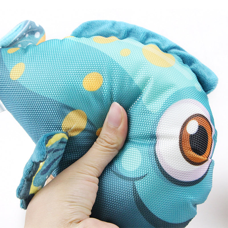 TG-CTOY058 Goldfish Pet Chewing Toy Squeaky Dog Bite Catch Cat Playing Toy - Yellow
