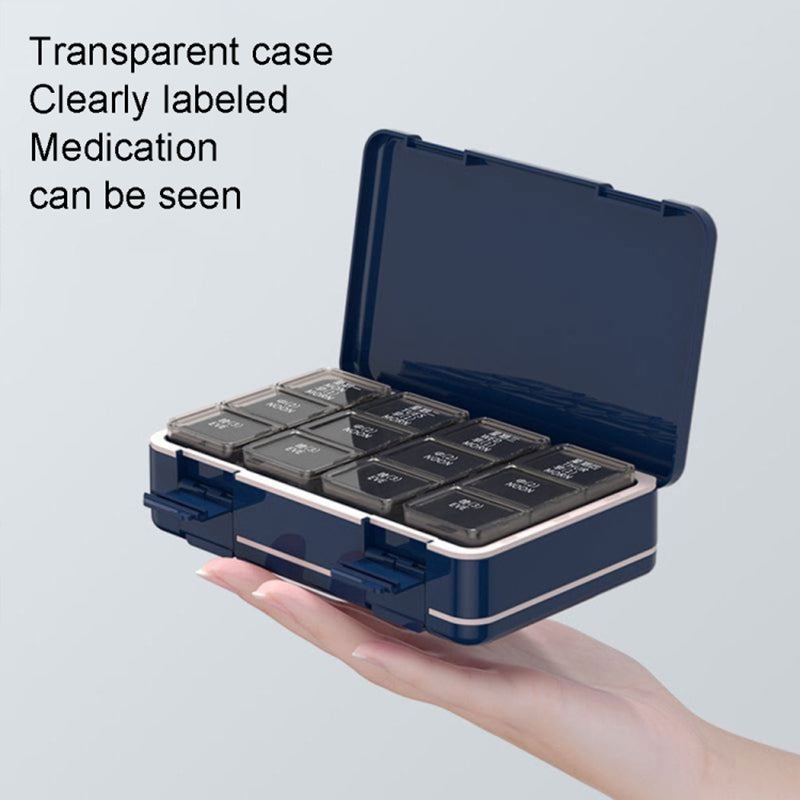 24 Grids Dual Layer Weekly Pill Box 7 Day 3 Times Portable Pill Box Organizer Dispenser (No FDA Certified BPA-Free)