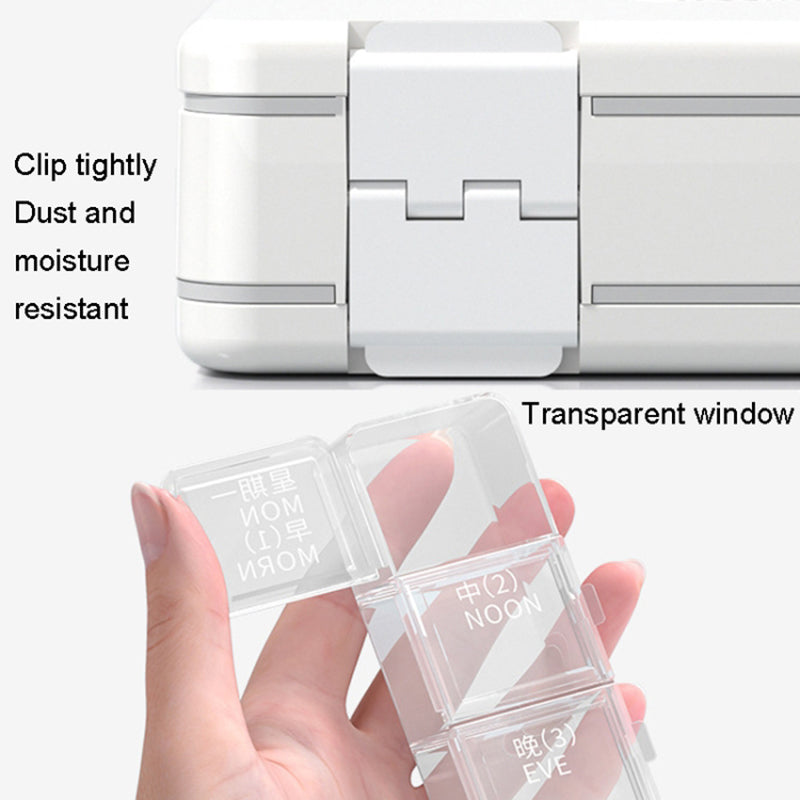 24 Grids Dual Layer Weekly Pill Box 7 Day 3 Times Portable Pill Box Organizer Dispenser (No FDA Certified BPA-Free)