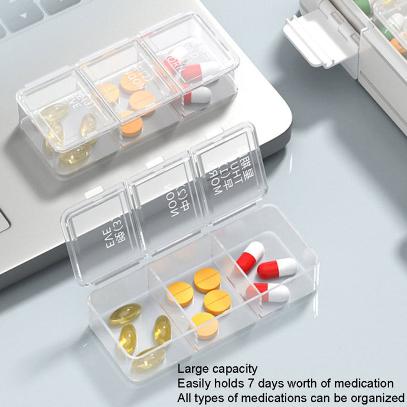 24 Grids Dual Layer Weekly Pill Box 7 Day 3 Times Portable Pill Box Organizer Dispenser (No FDA Certified BPA-Free)