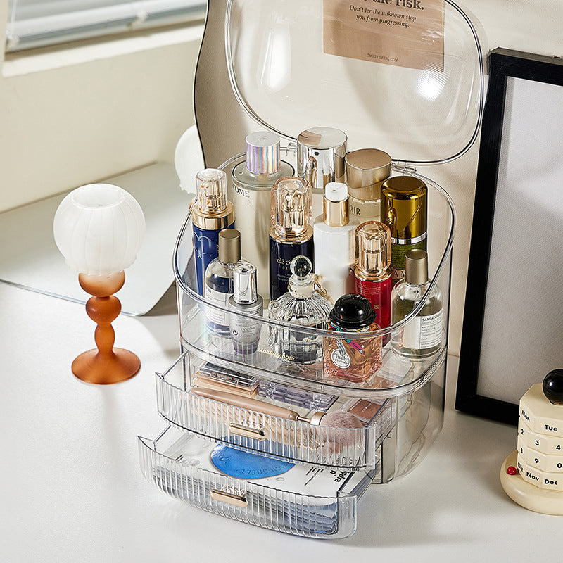3026 Cosmetics PET Storage Box Dressing Table Dustproof Makeup Products Organizer