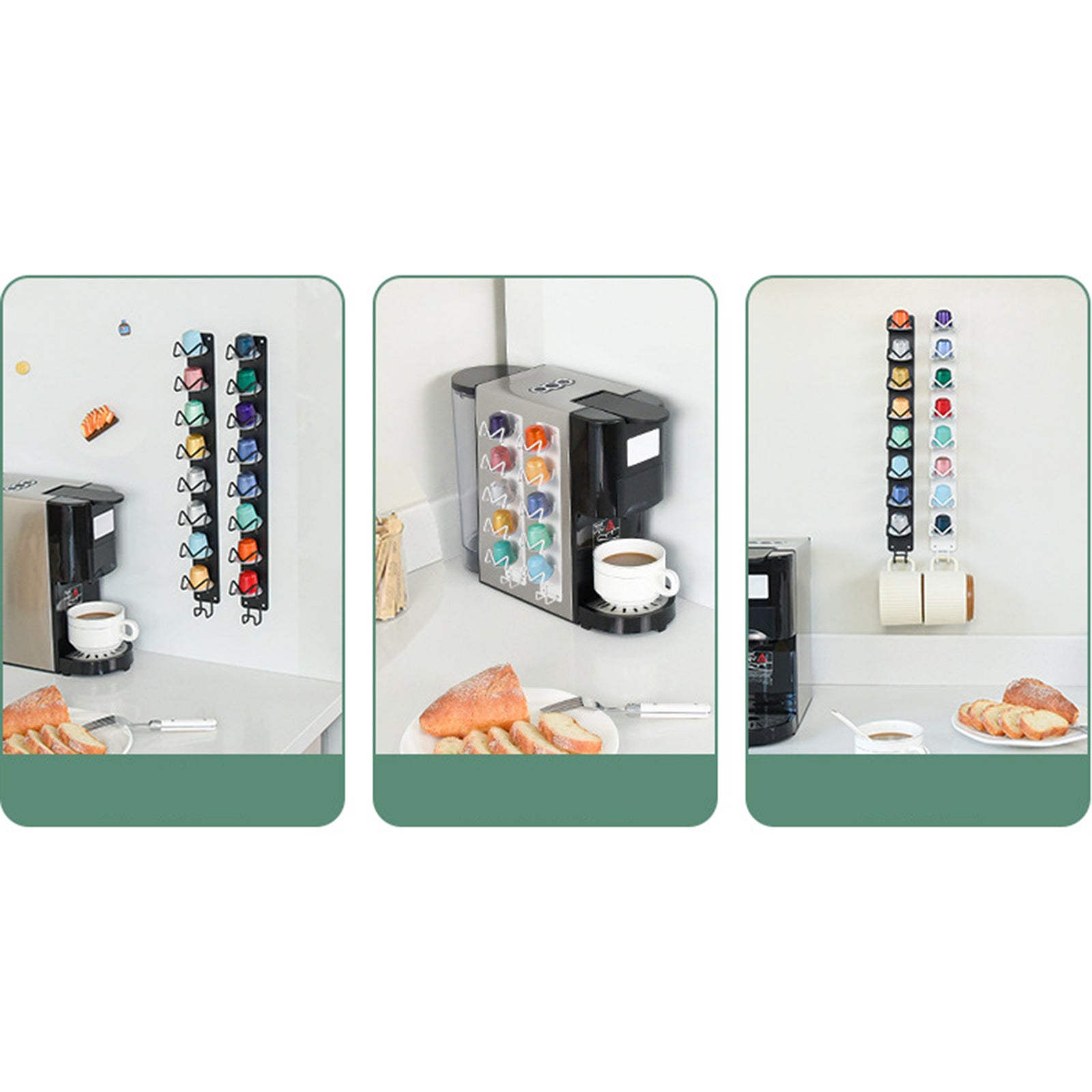 Magnetic Wall-Mounted Coffee Capsule Holder Carbon Steel Storage Rack Long Style
