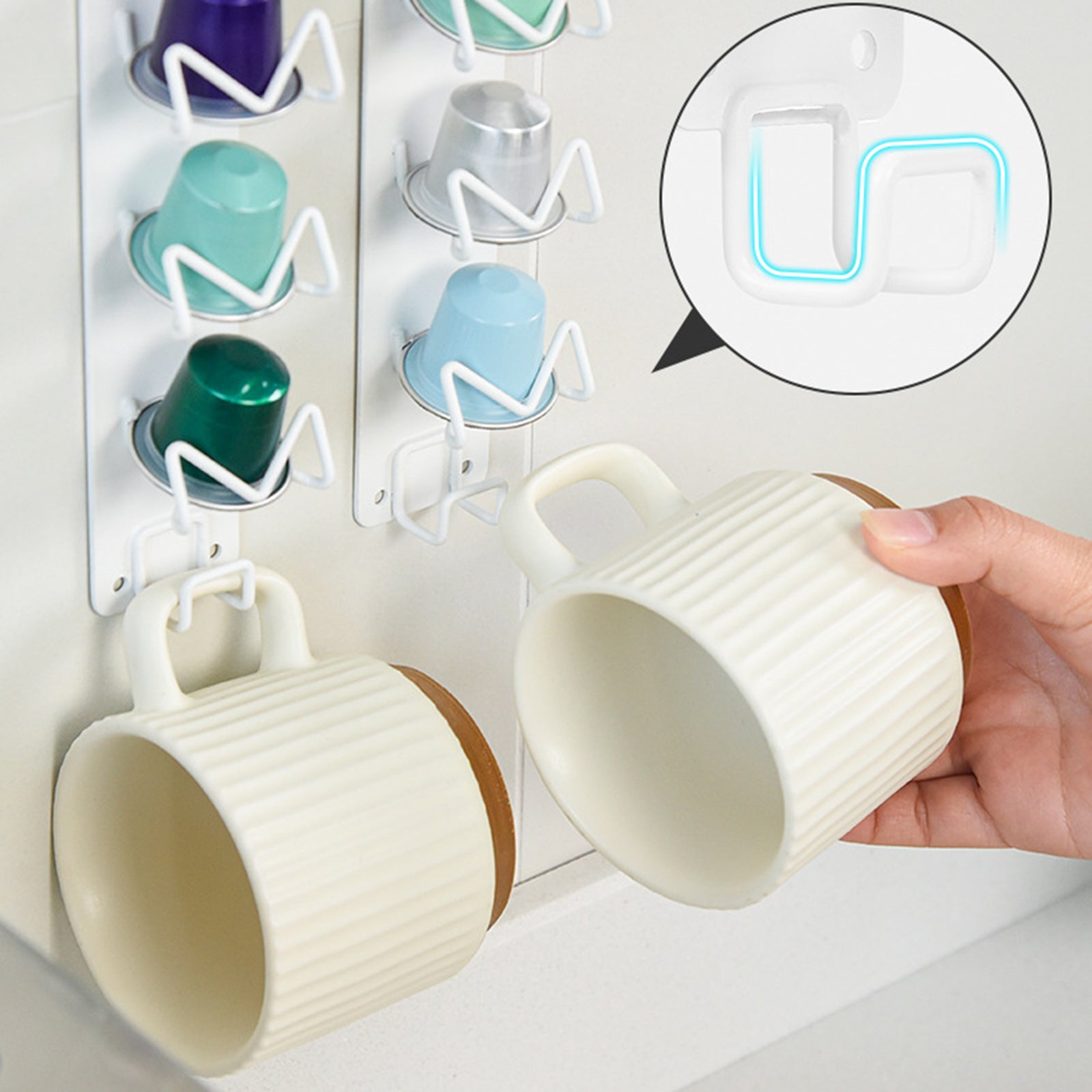 Magnetic Wall-Mounted Coffee Capsule Holder Carbon Steel Storage Rack Long Style