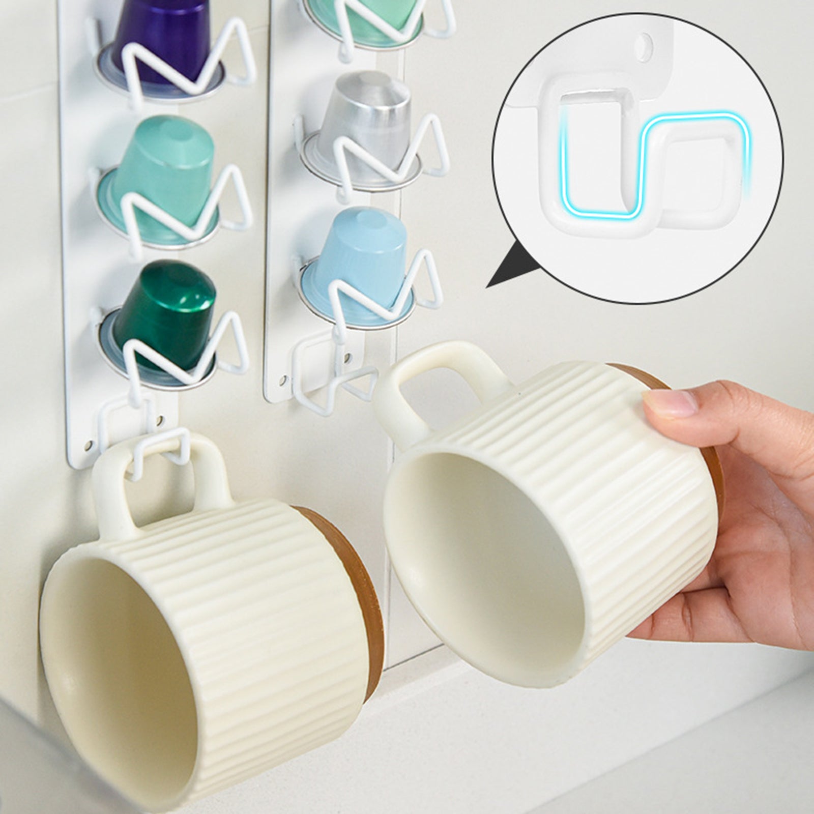 Carbon Steel Magnetic Wall-Mounted Coffee Capsule Holder Storage Rack Short Style