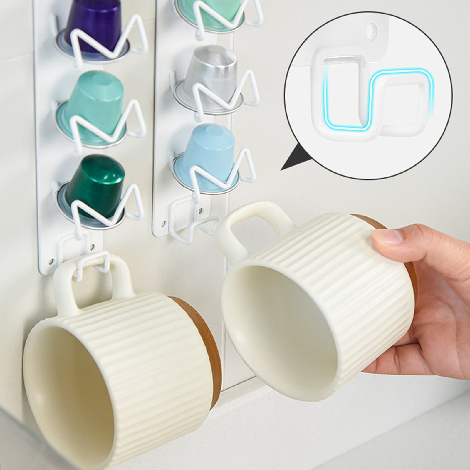 Coffee Capsule Holder Adhesive Wall-Mounted Rack Carbon Steel Shelf Short Style
