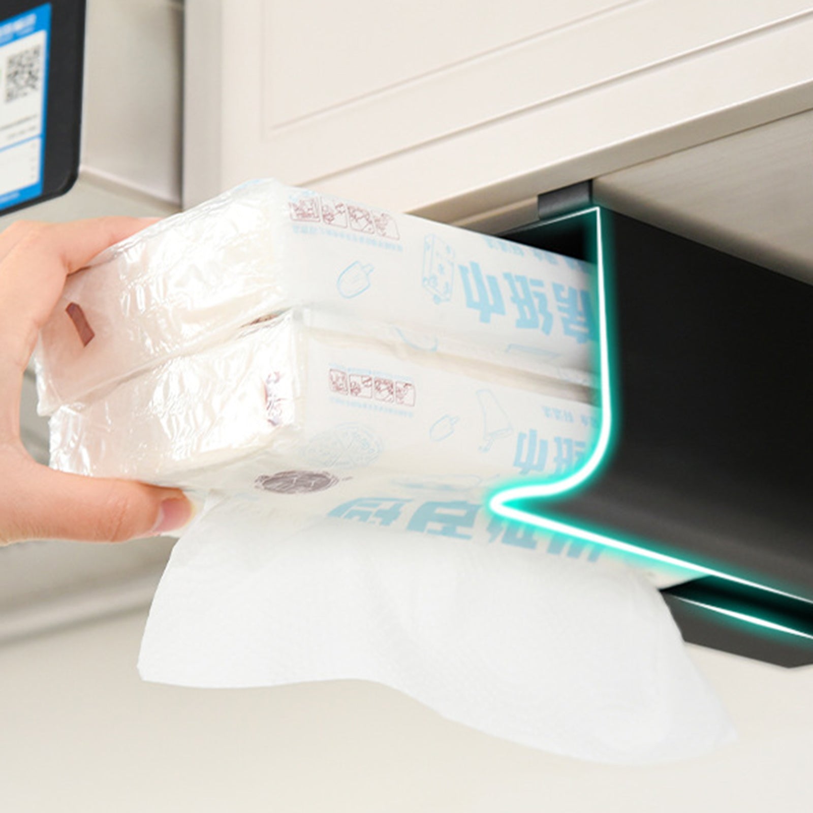 Cabinet Door Hanging Tissue Dispenser Box Carbon Steel Tissue Paper Storage Rack