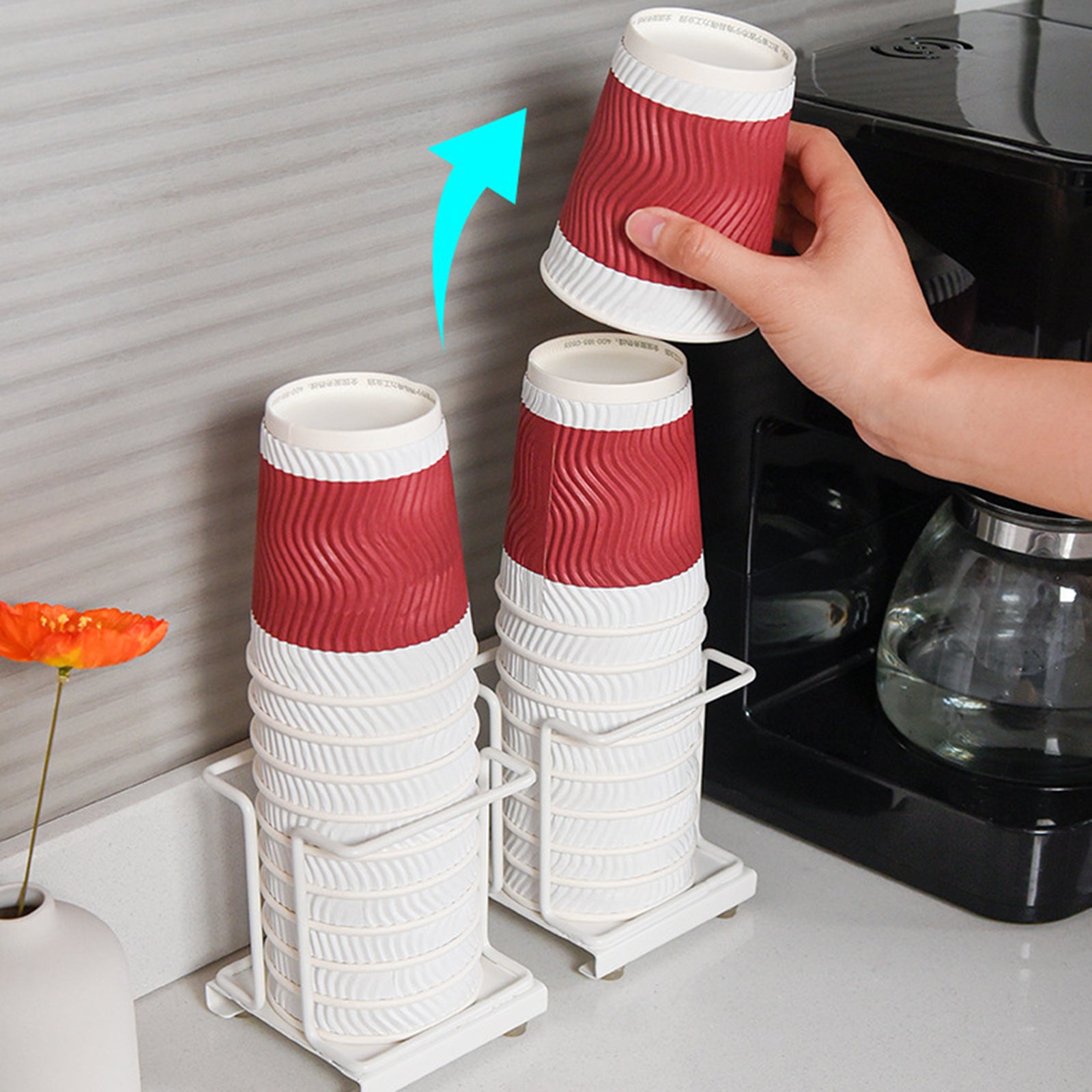 Titanium Steel+PP Desktop Disposable Cup Storage Rack Paper Cup Holder
