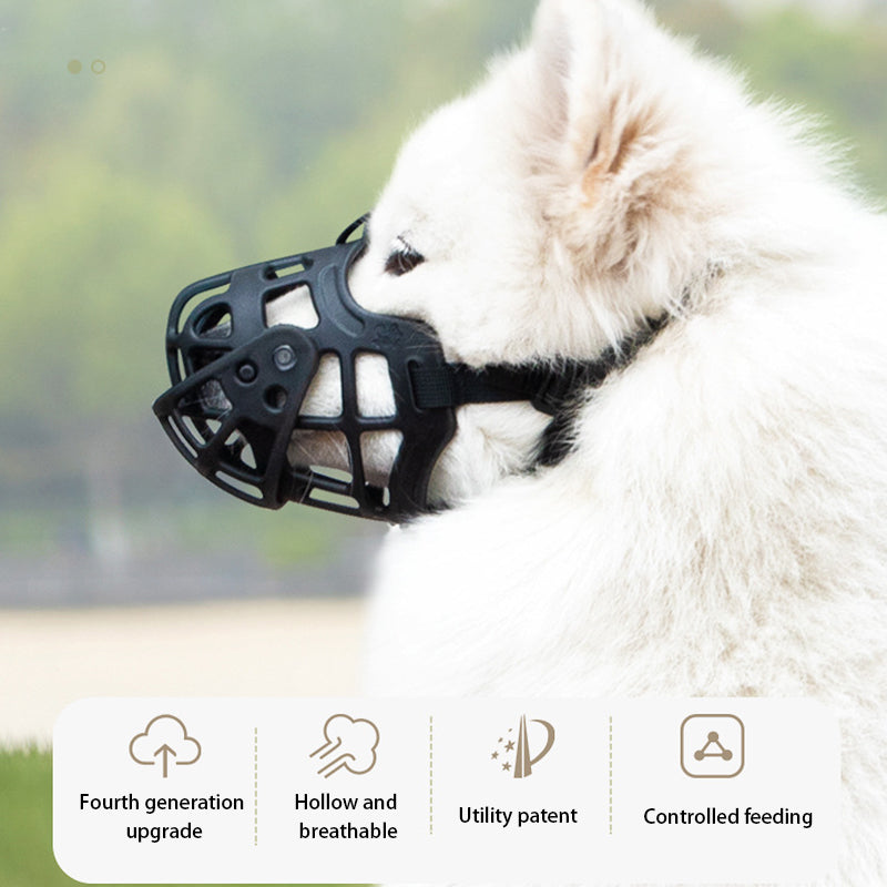 Adjustable Anti-bite Soft Silicone Dog Muzzle Pet Dog Anti-barking Mouth Cover, Size M - Black