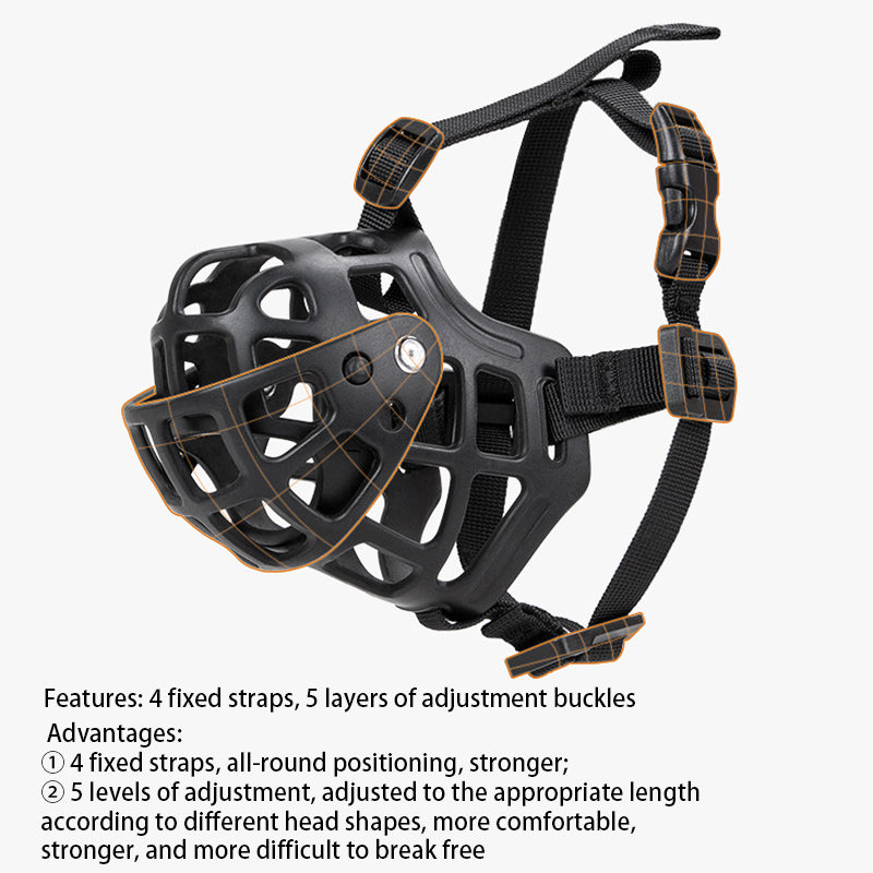 Adjustable Anti-bite Soft Silicone Dog Muzzle Pet Dog Anti-barking Mouth Cover, Size M - Black