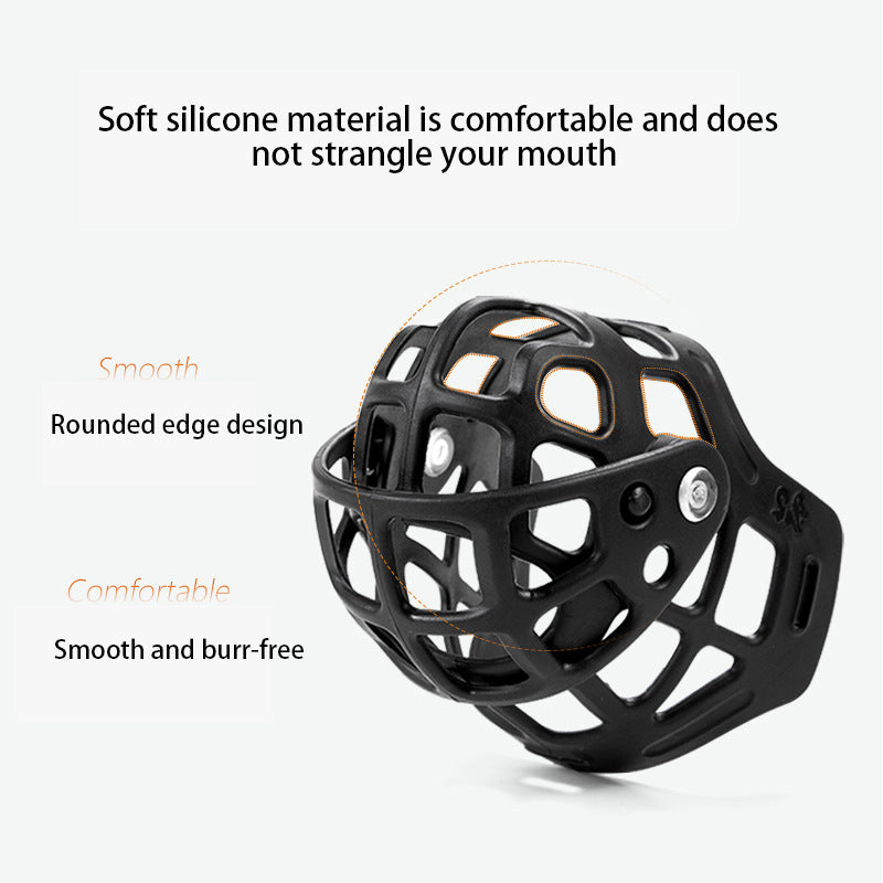 Adjustable Anti-bite Soft Silicone Dog Muzzle Pet Dog Anti-barking Mouth Cover, Size M - Black