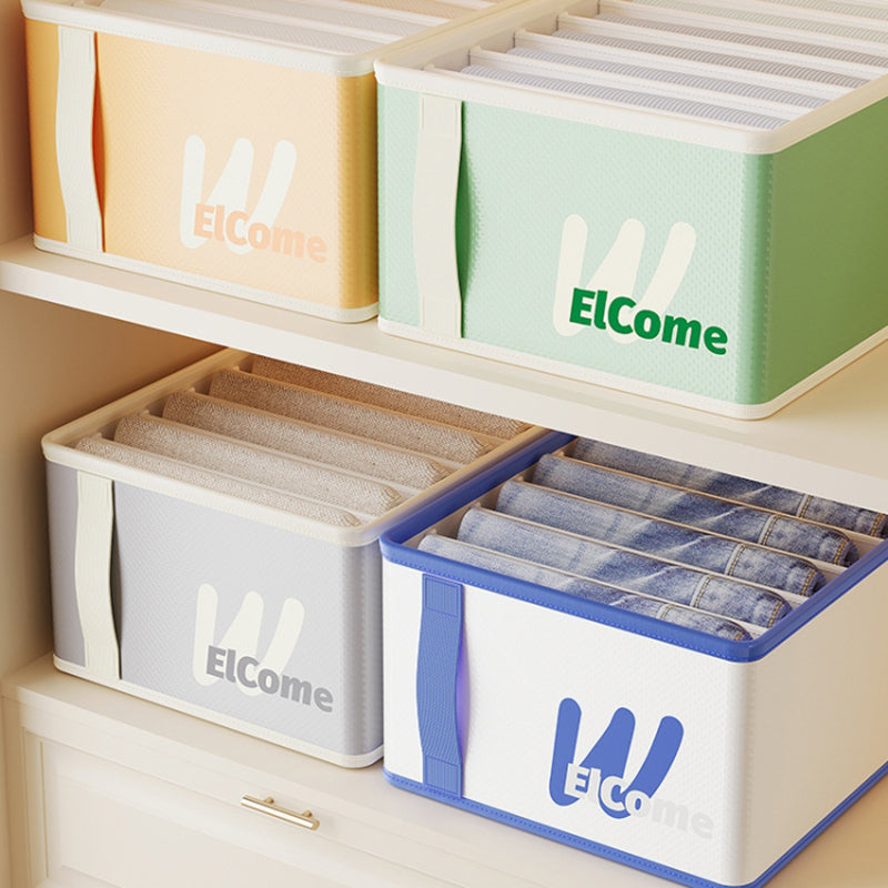 Small 7 Compartments Foldable Moisture-proof Clothes Organizer PE+PP Wardrobe Pants Storage Box