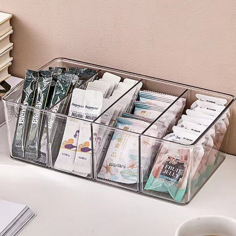TY-0924 Clear PET Tea Bag Organizer Divided Storage Container Bin for Kitchen Cabinet, Countertop, Pantry