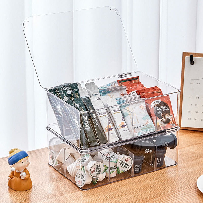 TY-0925 Flip Top Coffee Tea Bag Storage Box Transparent PET Organizer Container