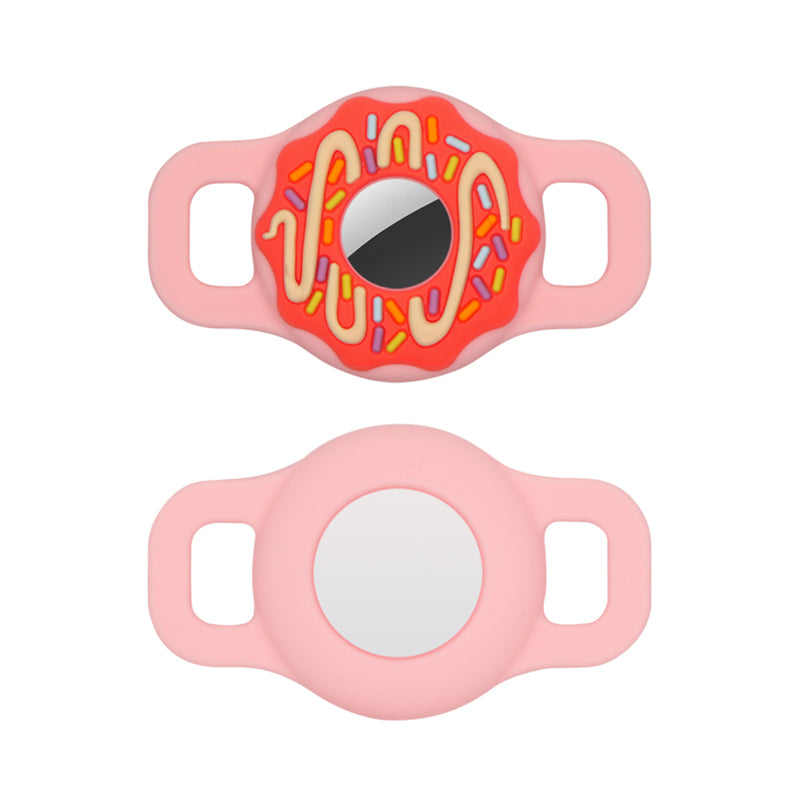 Doughnut Silicone Cover for AirTag Bluetooth Tracker Protective Case for Dogs/Cats Pets (Size: S) - Pink