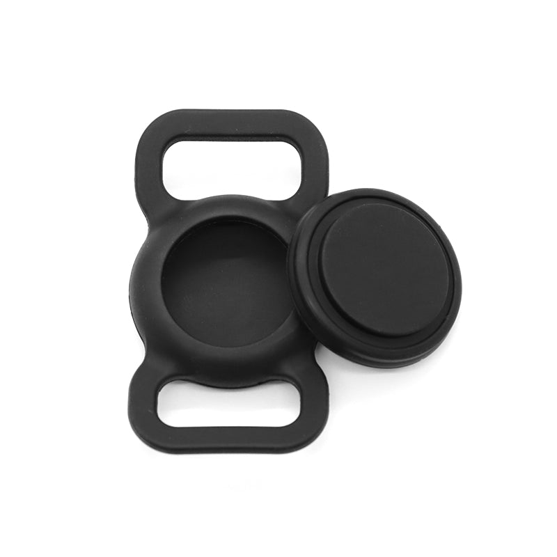 Protective Sleeve for AirTag Pet Collar Anti-lost Bluetooth Tracker Silicone Case - Black