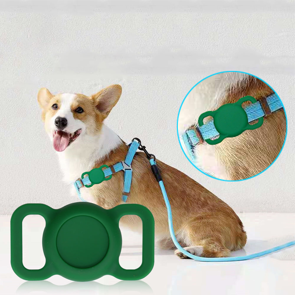 Protective Sleeve for AirTag Pet Collar Anti-lost Bluetooth Tracker Silicone Case - Black