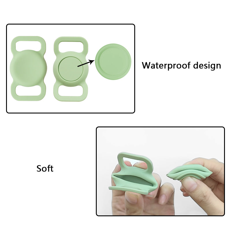Protective Sleeve for AirTag Pet Collar Anti-lost Bluetooth Tracker Silicone Case - Black